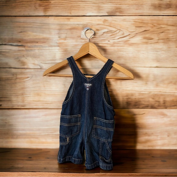 2/$35 OSHKOSH B'gosh Dark Wash Denim Overall Shorts 24 Months Adjustable Straps - Picture 2 of 9
